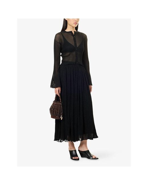 CFCL Black Hypha Lucent Glitter Bell-Sleeve Knitted Cardigan