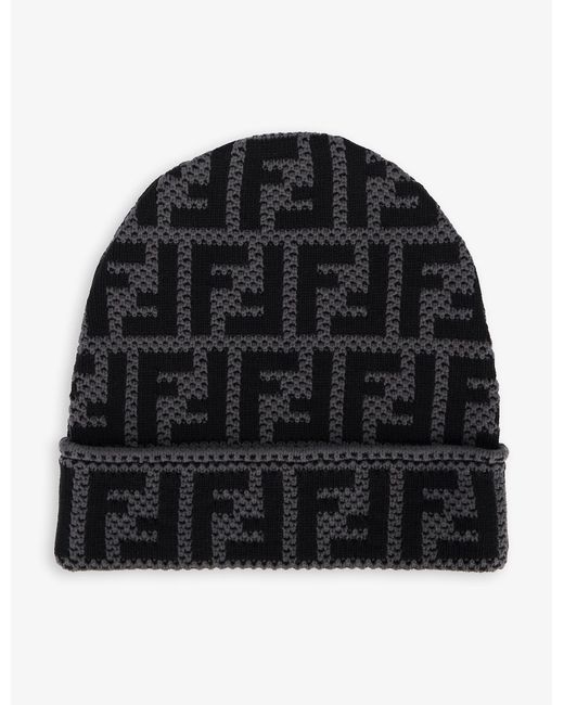 Fendi Monogram-print Folded-brim Cotton 