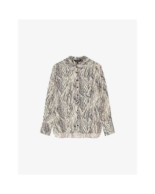 Whistles White Zebra-Print Regular-Fit Woven Shirt