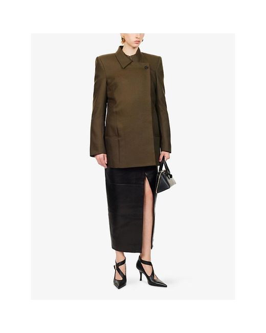 Khaite Green Armair Padded-Shoulder Wool And Silk-Blend Jacket
