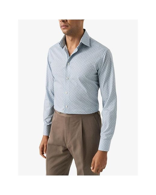 Eton of Sweden Blue Signature Twill Motif Contemporary-Fit Cotton Shirt for men