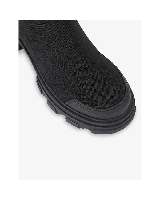 Kurt Geiger Black Stomp Sock Woven Ankle Boots