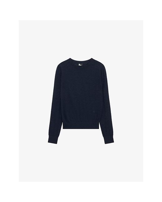 The Kooples Blue Round-Neck Wool Knitted Jumper