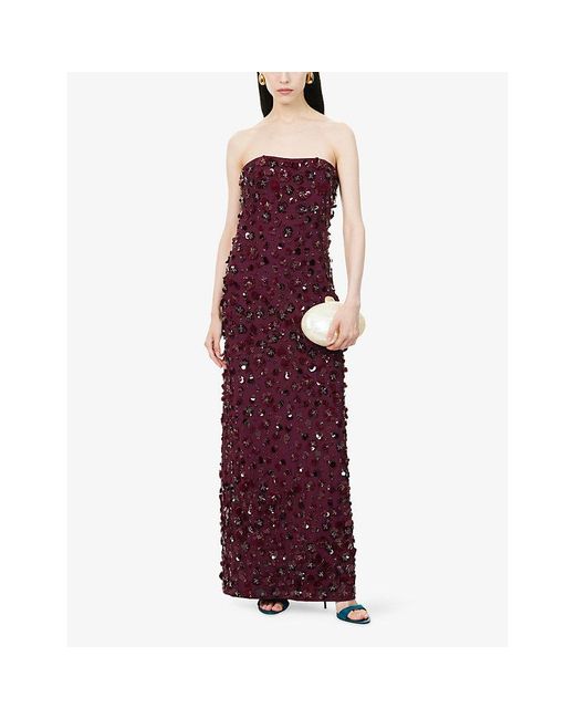 Jonathan Simkhai Purple Serafina Sequinned Maxi Gown