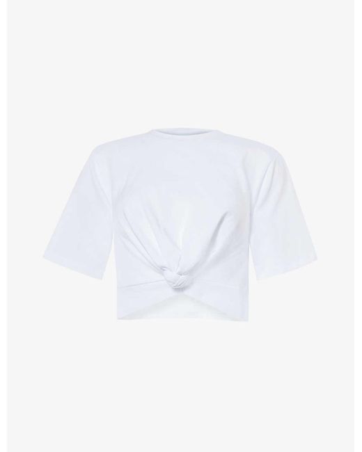 4th & Reckless White Heidi Knotted Cotton-jersey T-shirt