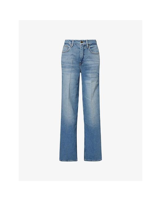 GOOD AMERICAN Blue Good Skate Wide-Leg Denim Jeans