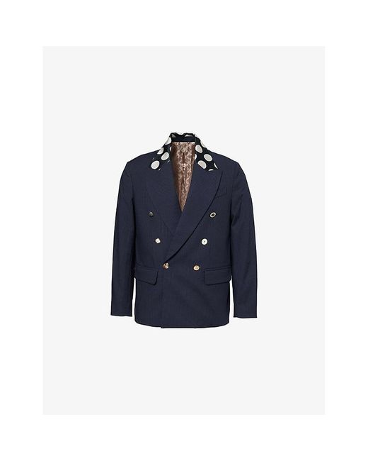 Charles Jeffrey Blue Edinburgh Striped Double-Breasted Woven Blazer for men