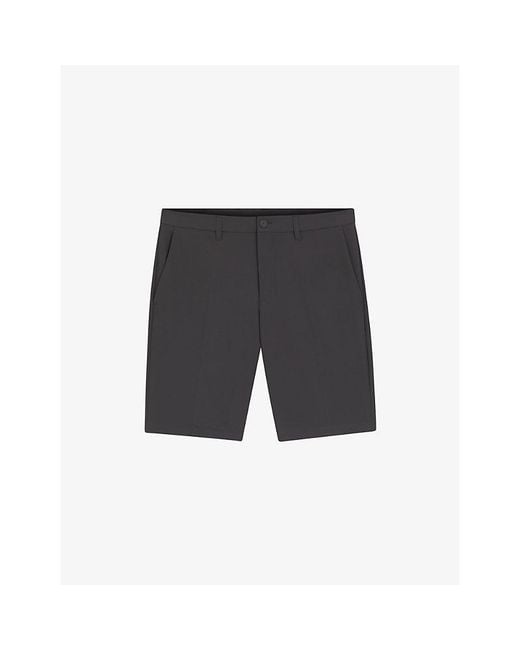 Boss Gray Straight-Leg Slim-Fit Brand-Print Stretch-Woven Shorts for men