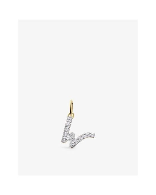 Monica Vinader White W Letter 14Ct- And Lab-Grown Diamond Charm