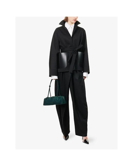 Alaïa Black Noir Wrap Belted Wool Jacket