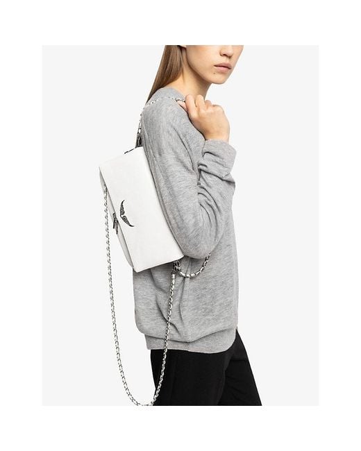 Zadig & Voltaire White Rock Grained Leather Clutch