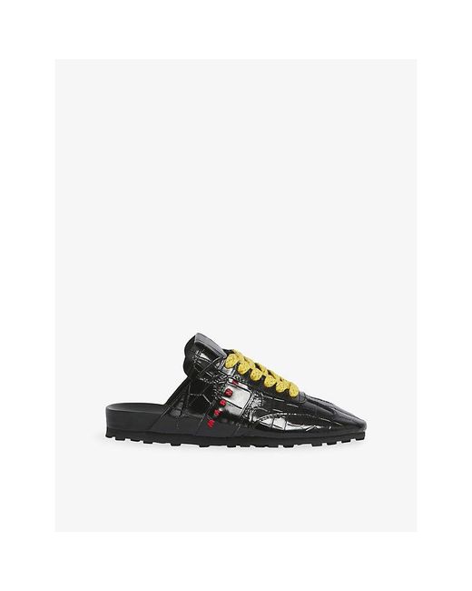 Marni Black Croc-Effect Leather Trainer Mules