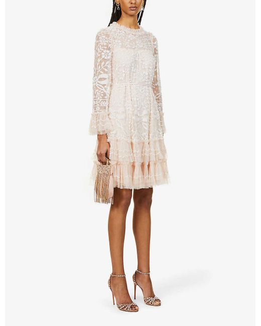 embellished tulle mini dress