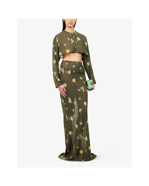 HYPHEN Green Kenny Floral Woven Top