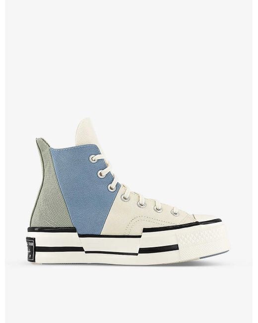 Converse Chuck 70 Plus Split-panel Cotton-canvas High-top Trainers in Blue  | Lyst