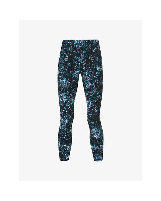 Sweaty Betty Blue Power 7/8 Graphic-Print High-Rise Stretch-Jersey Leggings