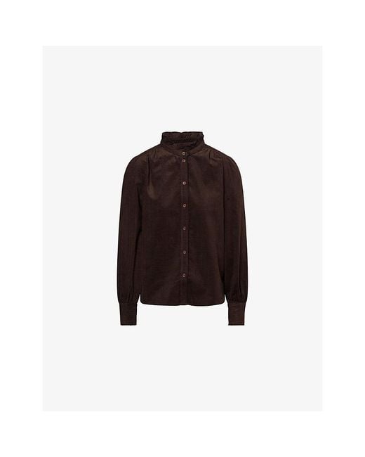 ME+EM Brown Super Soft Micro Corduroy Blouse