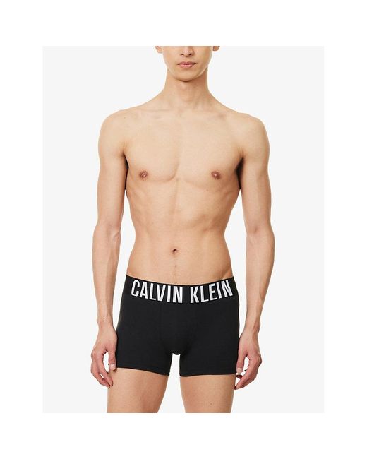 Calvin Klein Blue Branded-waistband Mid-rise Pack Of Three Stretch-cotton Boxer Briefs Xx for men