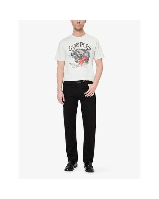 The Kooples White Logo-Print Short-Sleeve Cotton T-Shirt for men