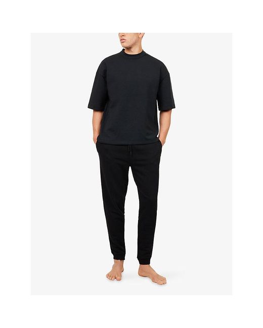 Derek Rose Black Quinn Tapered Cotton-Jersey Jogging Bottoms for men