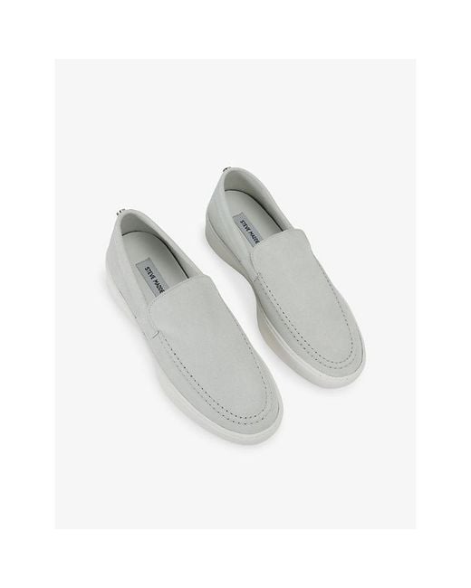 Steve Madden White Leyton Suede Loafers for men
