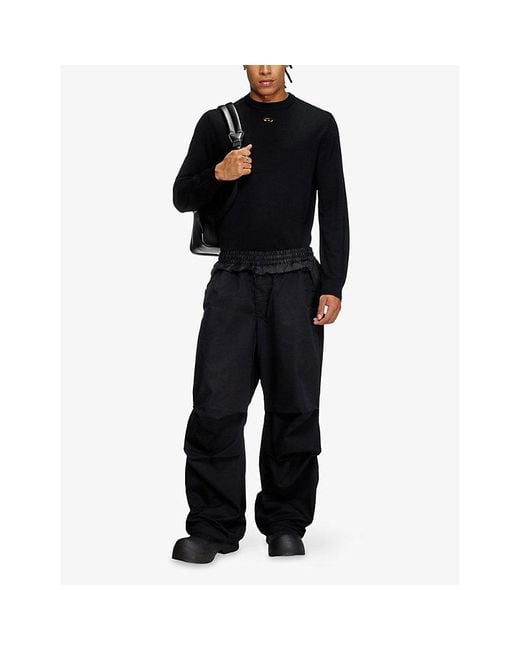 DIESEL Black K-Valiam Cut-Out Wool Jumper for men