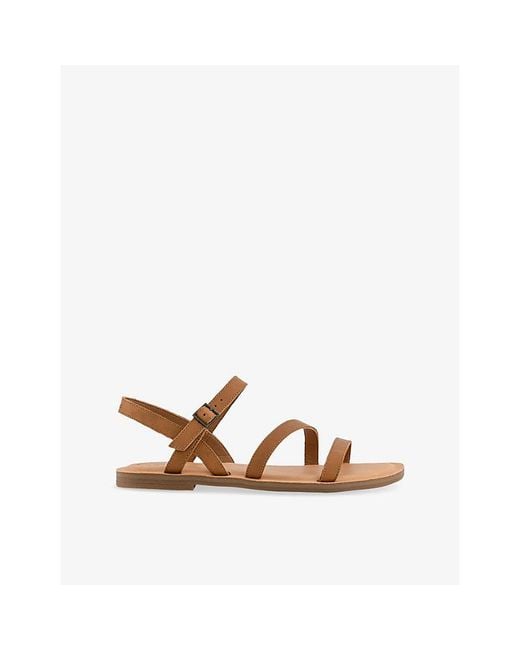 TOMS Brown Kira Ankle-Strap Leather Sandals