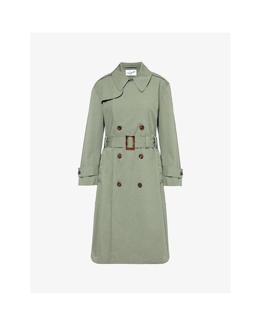 VAQUERA Green Underwear-embellished Cut-out Woven Trench Coat