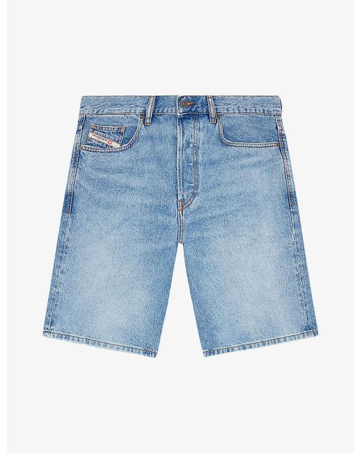 DIESEL Blue Faded-wash Straight-leg Denim Shorts for men