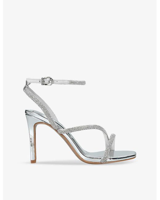 Carvela Kurt Geiger White Paparazzi Jewel-embellished Woven Heeled Sandals