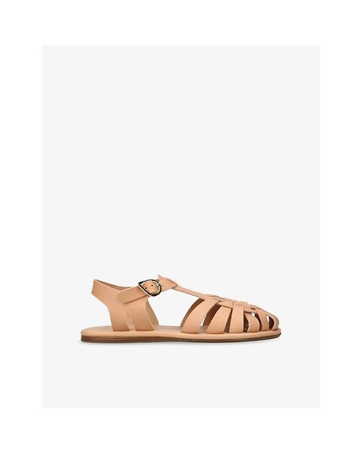 Ancient Greek Sandals Natural Karina Leather Fisherman Sandals