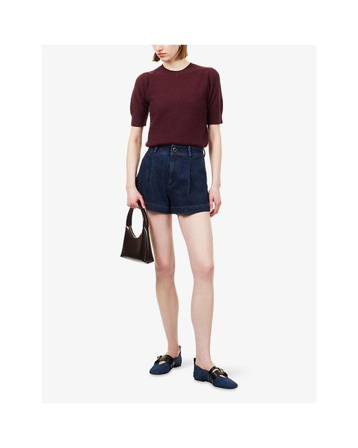 PAIGE Blue Camille High-Rise Denim Shorts