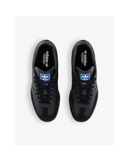 Adidas Black Samba Og Logo-print Leather Low-top Trainers