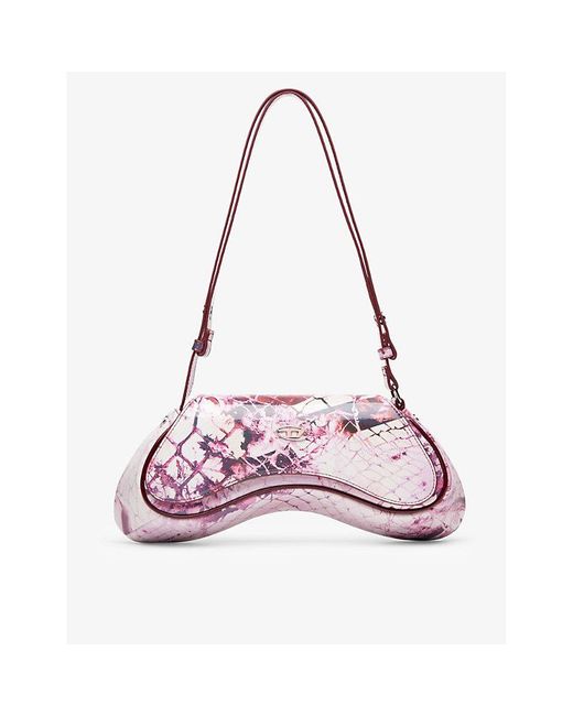 DIESEL Pink Play Graphic-print Faux-leather Cross-body Bag