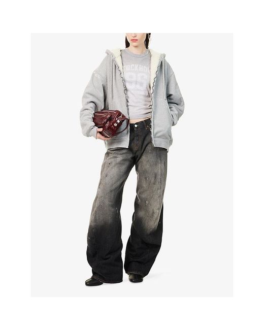 Acne Gray Internal-Fleece Relaxed-Fit Cotton-Blend Hoodie