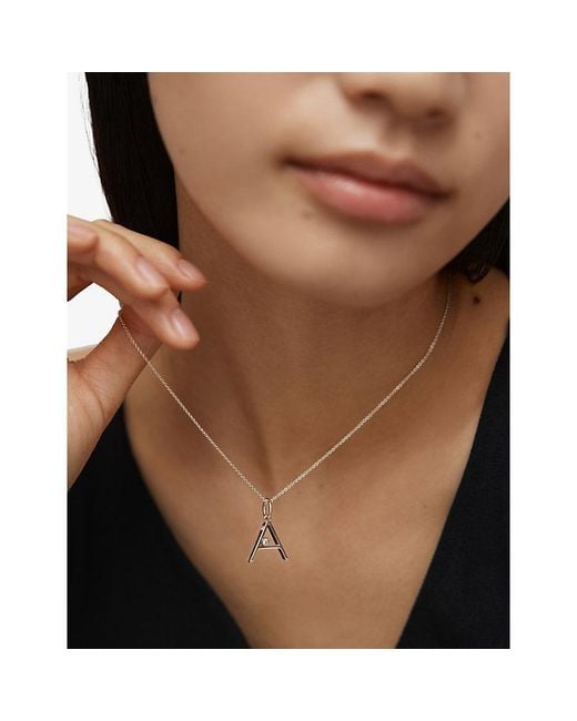 Monica Vinader Metallic Solitaire Initial A Sterling- And Lab-Grown Diamond Pendant