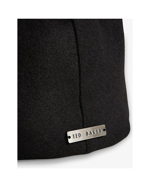 Ted Baker Black Alfreds Logo-plaque Wool Flat Cap for men