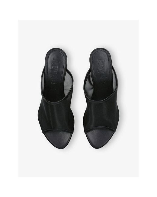 Aeyde Black Suzanne Mesh Wedge Sandals