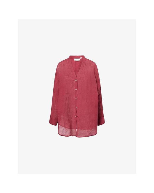 Cheap Monday Red Barcelona Button-Through Linen Tunic