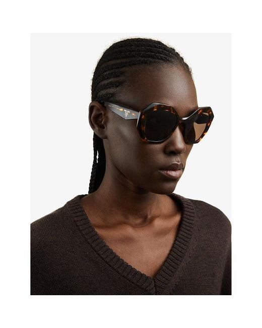 Prada Brown Pr 16ws Irregular-frame Acetate Sunglasses