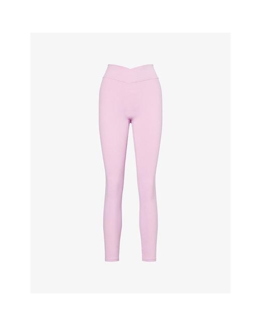 BO+TEE Pink Soft Active Wrap-Waist Leggings