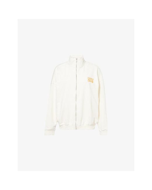 ADANOLA White Vacation High-Neck Cotton-Blend Sweatshirt