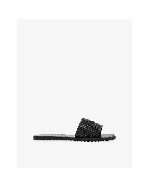 AllSaints Black Hoxton Raffia Slides