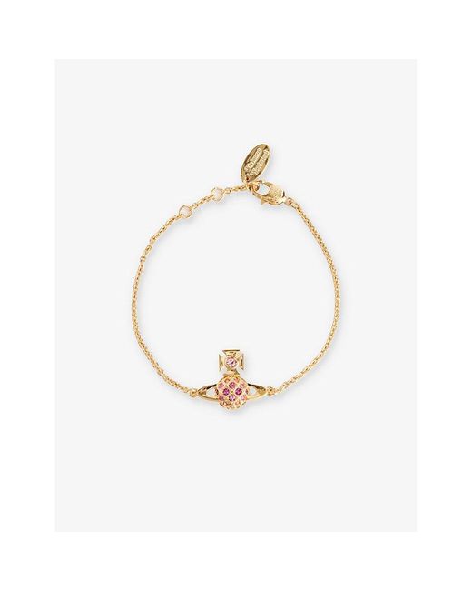 Vivienne Westwood White Willa Bas Relief Gold-tone Brass And Crystal-embellished Bracelet