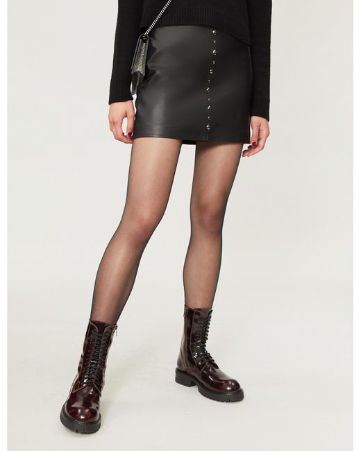 Pinko Simone Leather Mini Skirt in Black - Lyst