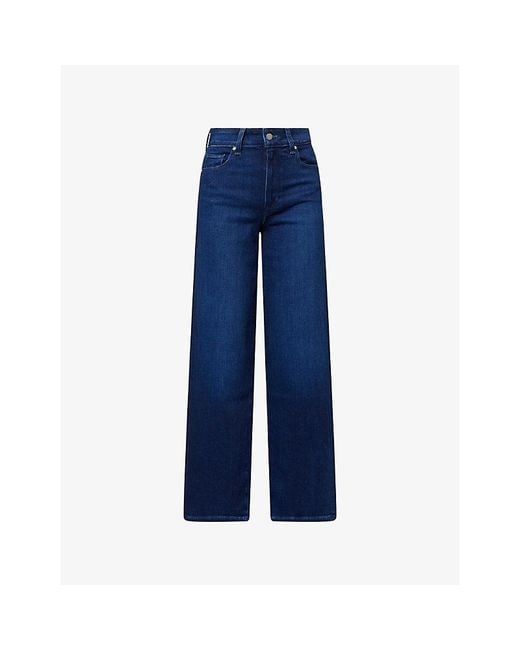 PAIGE Blue Sasha Wide-Leg Denim-Blend Jeans
