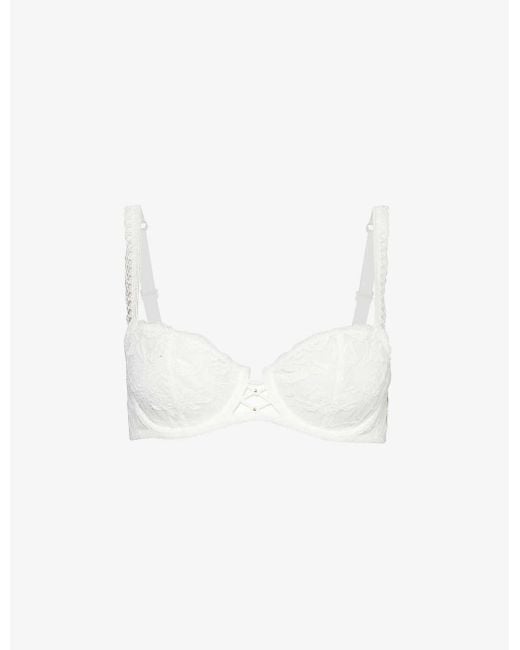 Aubade White Kiss Of Love Half-cup Lace Woven Bra