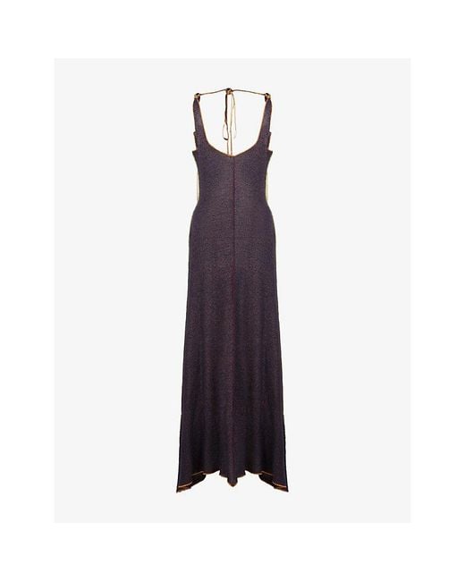 Marni Purple Scoop-Neck Linen-Viscose Knit Maxi Dress