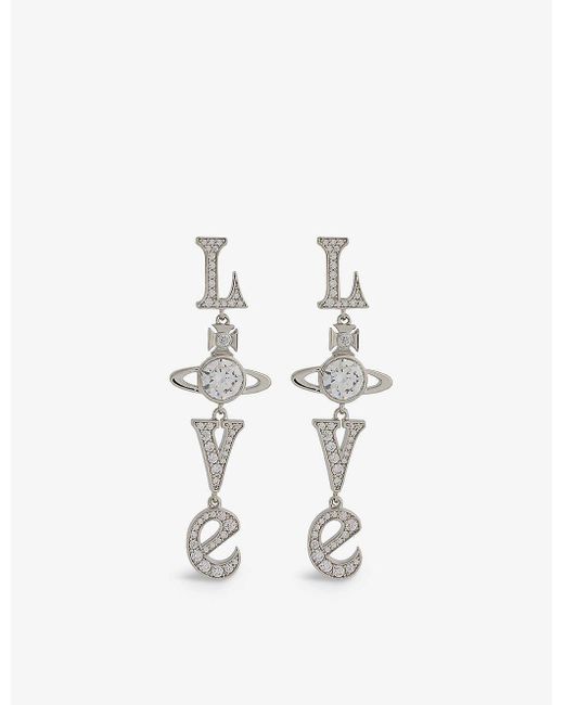 Vivienne Westwood White Roderica Brass And Cubic Zirconia Earrings