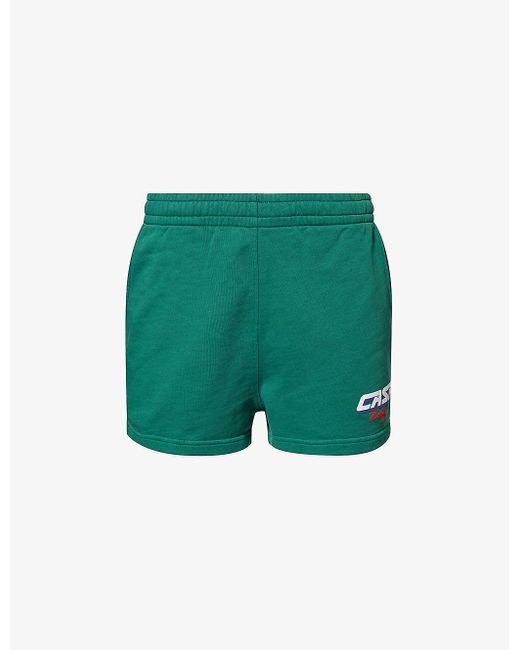 Casablancabrand Green Racing Graphic-print Organic Cotton-jersey Shorts